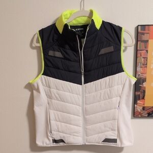 Brooks Running Womens Running Vest Size L White And Gray And Neon Yellow